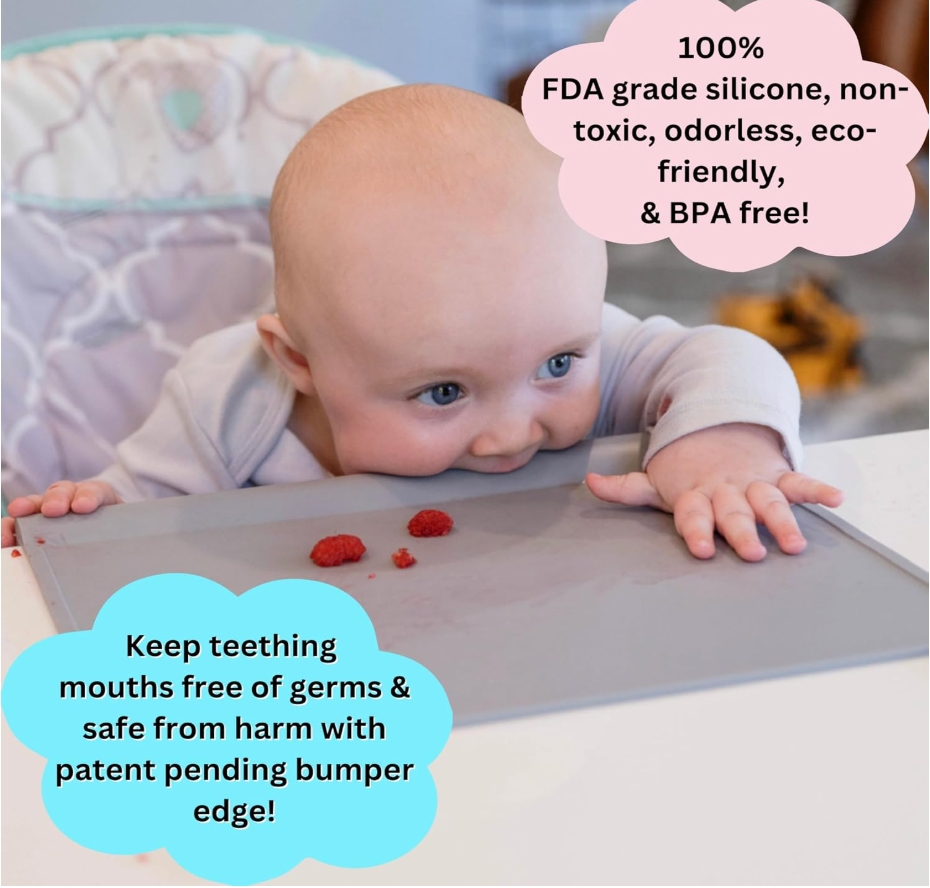 Silicone Placemat with Teething & Edge Bumper