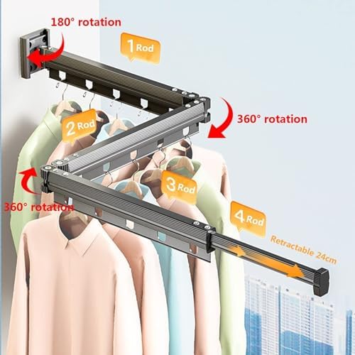 Space-Saving Wall Mounted Retractable Clothes Drying Rack