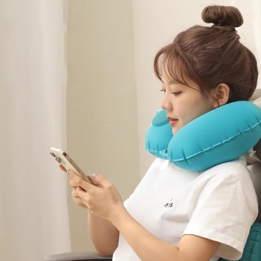 Ice Silk Inflatable U-shaped Pillow
