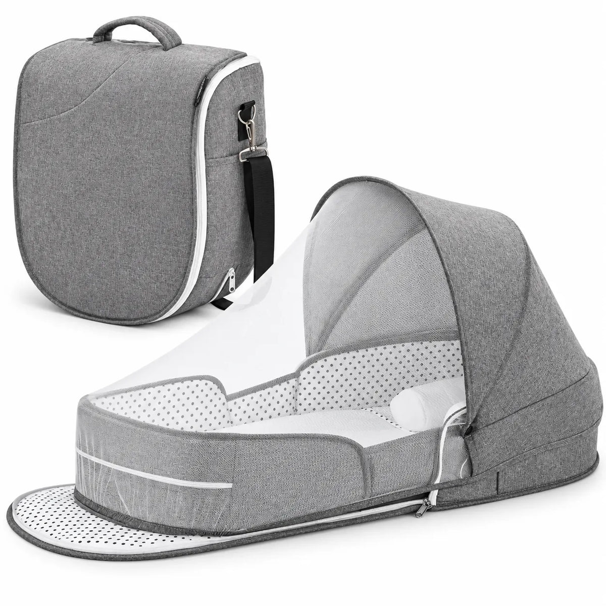 Portable Travel BabyBed, Cosleeping Bed with Mosquito Net and BabyDiaper Changing Pad,Lightweight and Foldable