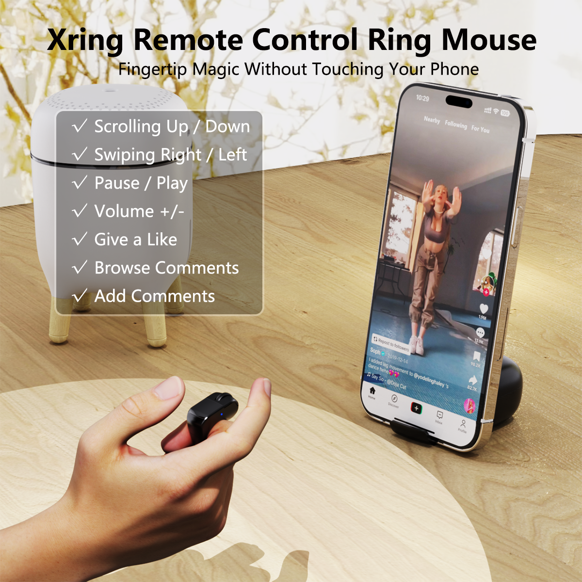 Wearable Wireless Smart Ring Remote & Air Mouse