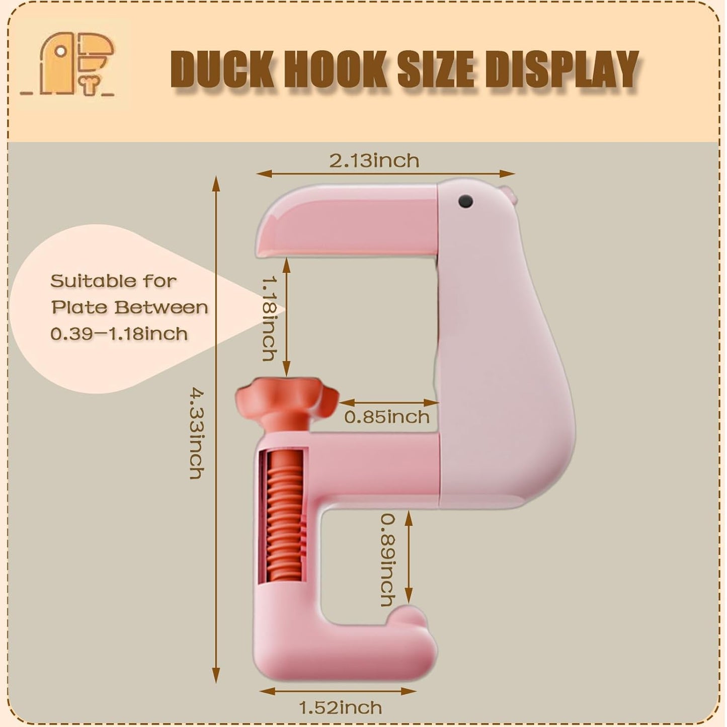 Duck Shape Detachable Desk Side Hook