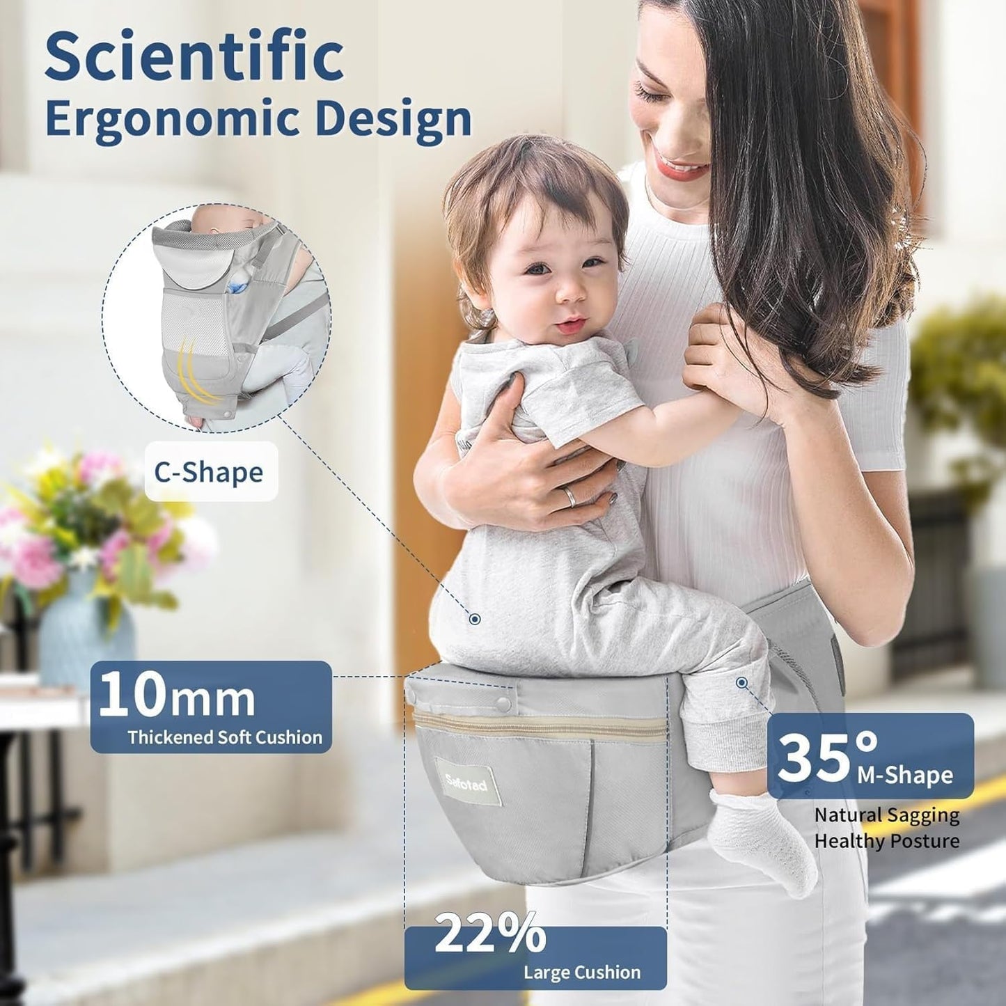 Multifunctional Detachable Baby Carrier with Ergonomic Hip Cushion