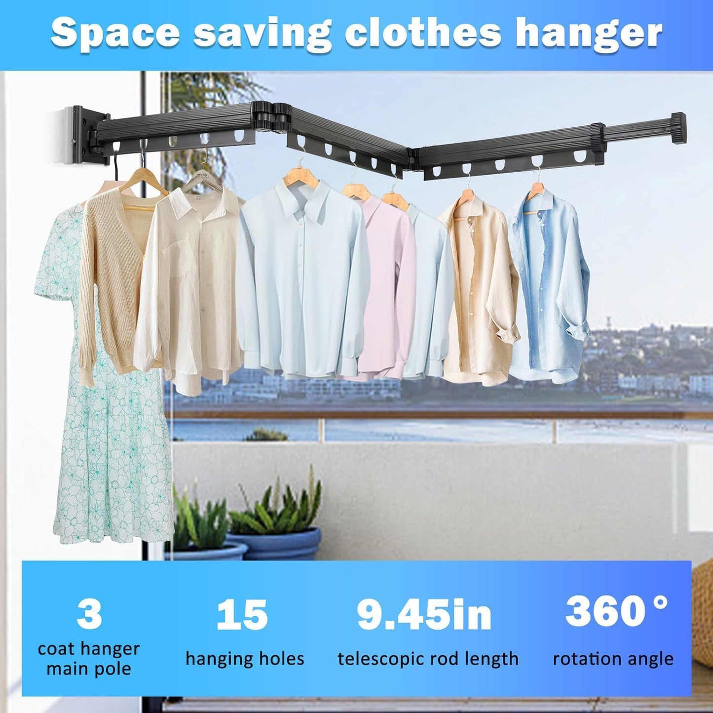 Space-Saving Wall Mounted Retractable Clothes Drying Rack