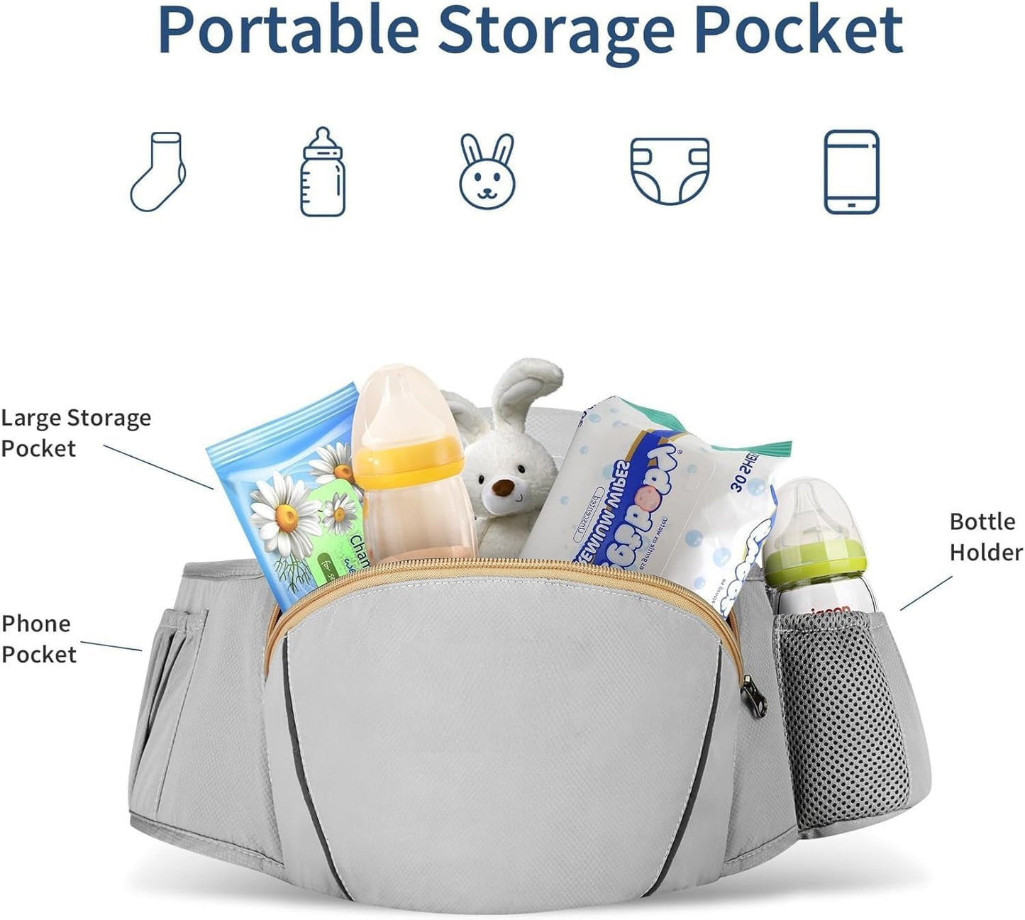 Multifunctional Detachable Baby Carrier with Ergonomic Hip Cushion