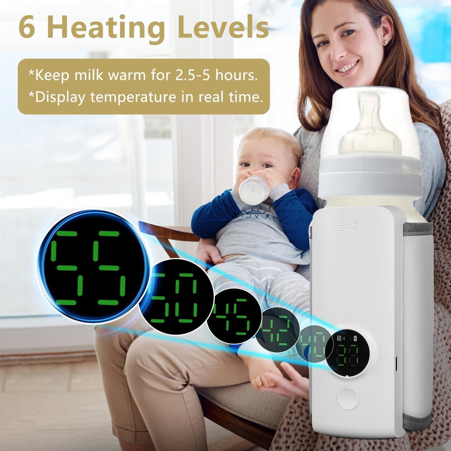 Smart Rechargeable Baby Bottle Warmer with Display