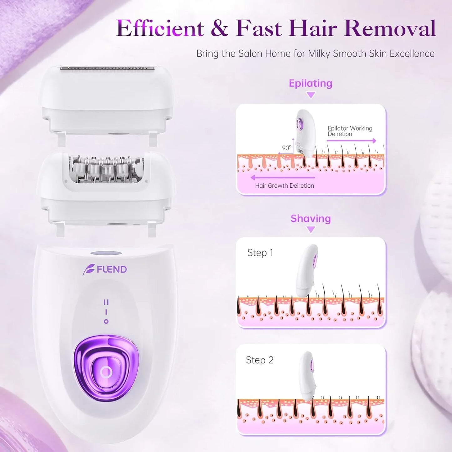 2-in-1 Electric Hair Removal Epilator & Shaver for Face & Body