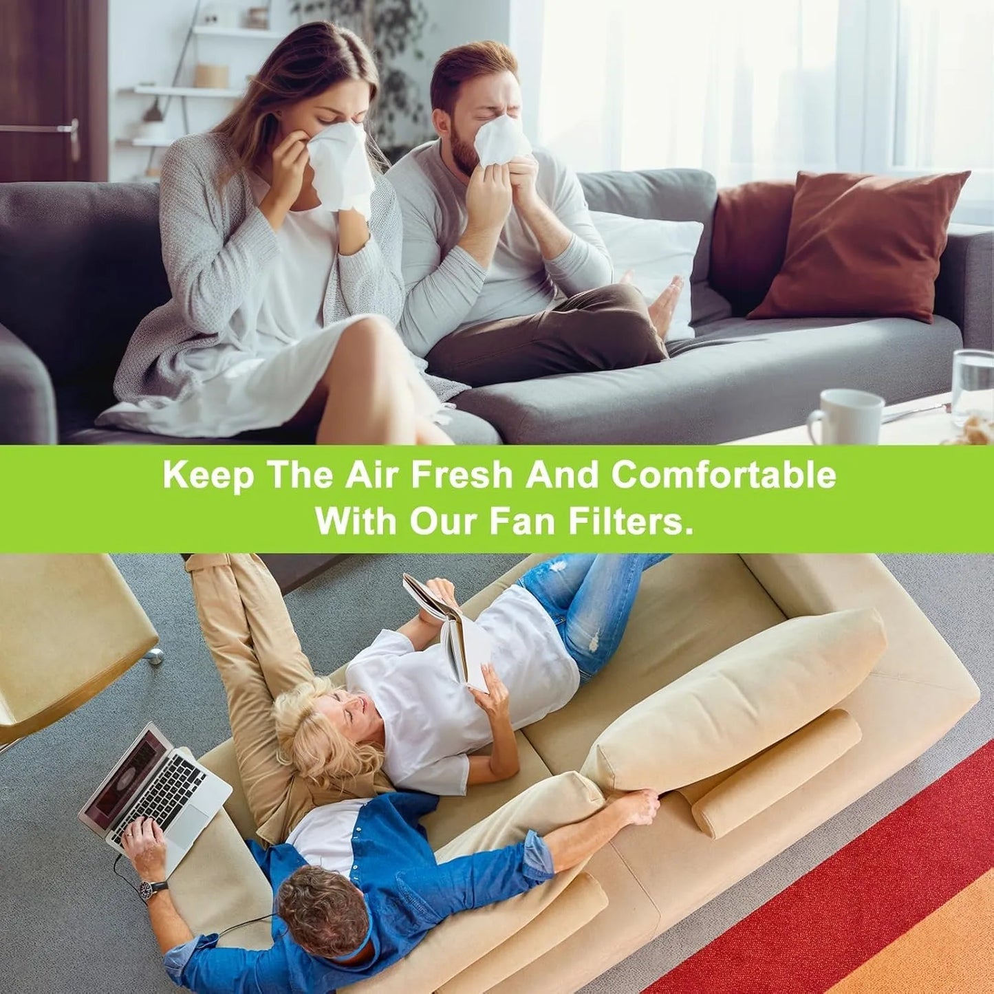 Ceiling Fan Air Purifier Filters with Activated Coconut Carbon