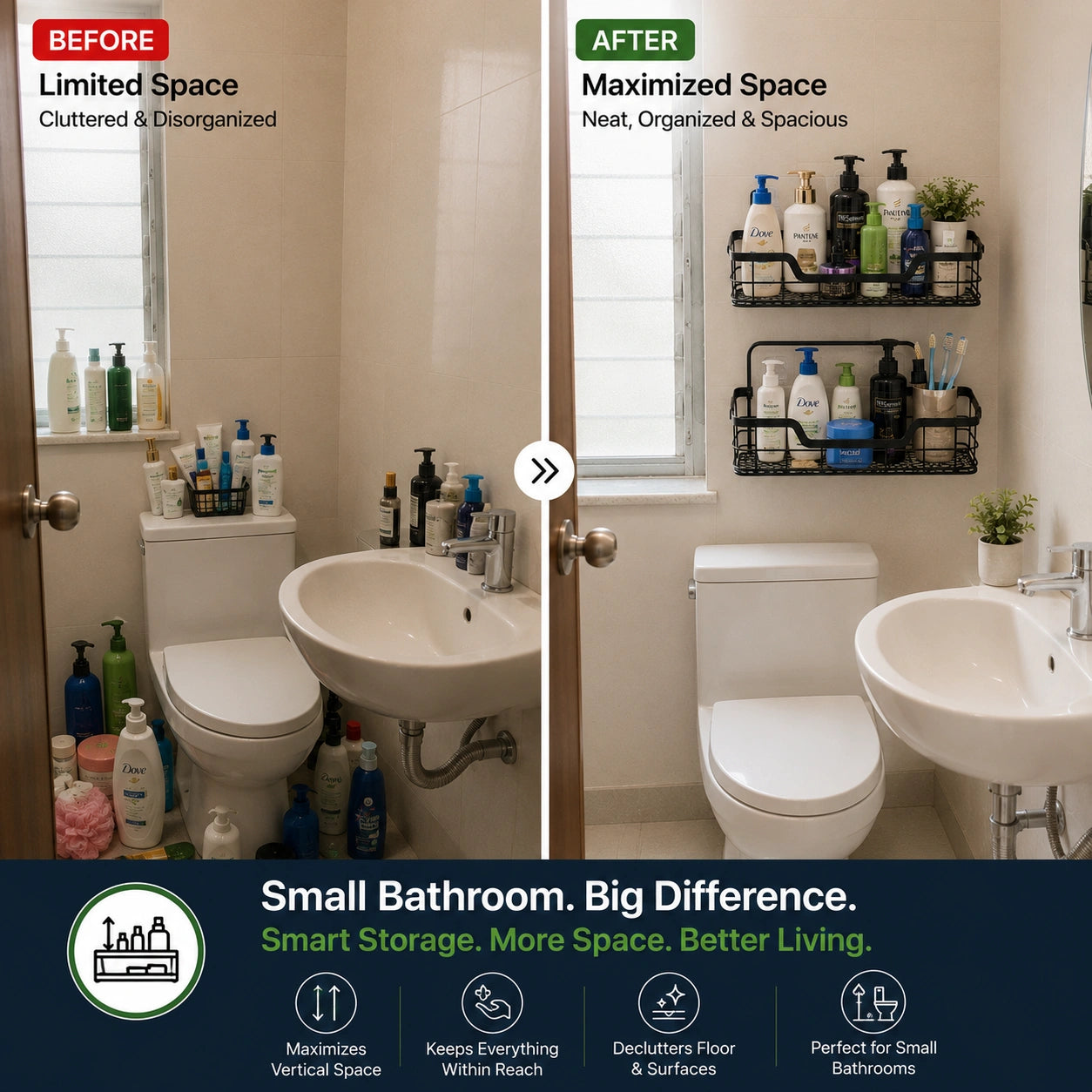 Adhesive Shower Caddy Baskets
