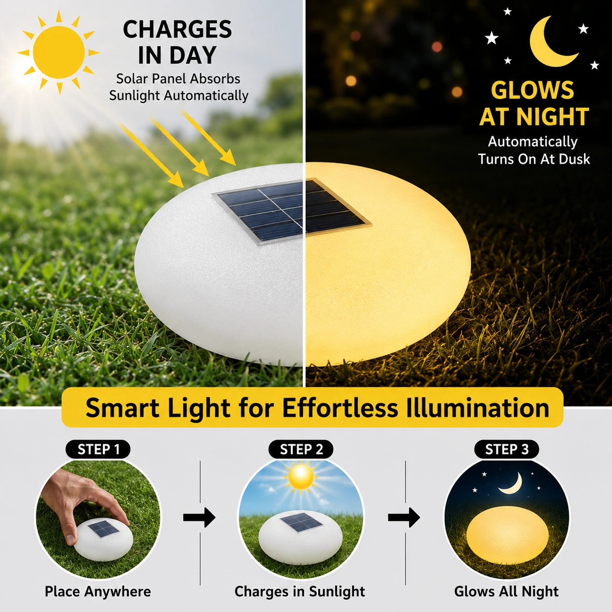 Solar Powered Glowing Pebble Lights