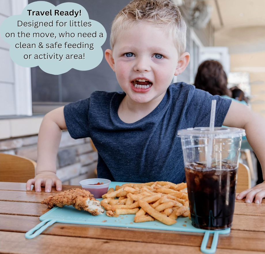 Silicone Placemat with Teething & Edge Bumper