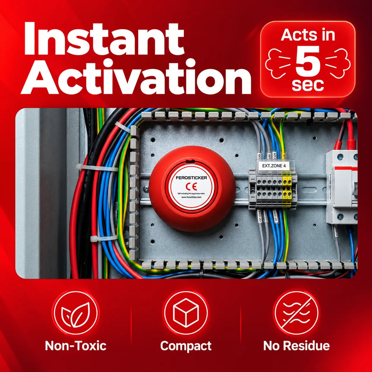 Automatic Aerosol Fire Protection System For large battery banks, engine rooms, electrical cabinets, off-grid systems, boats, RVs & technical compartments