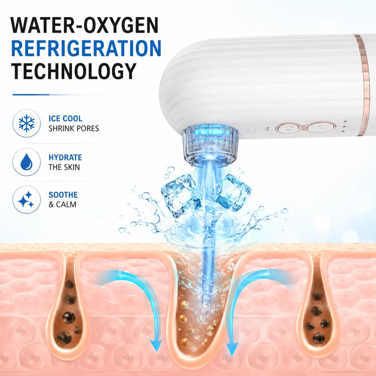 5-in-1 Hydra Facial Blackhead Removal Vacuum with Blue Light,Water and Oxygen Cycle Black Head Remover