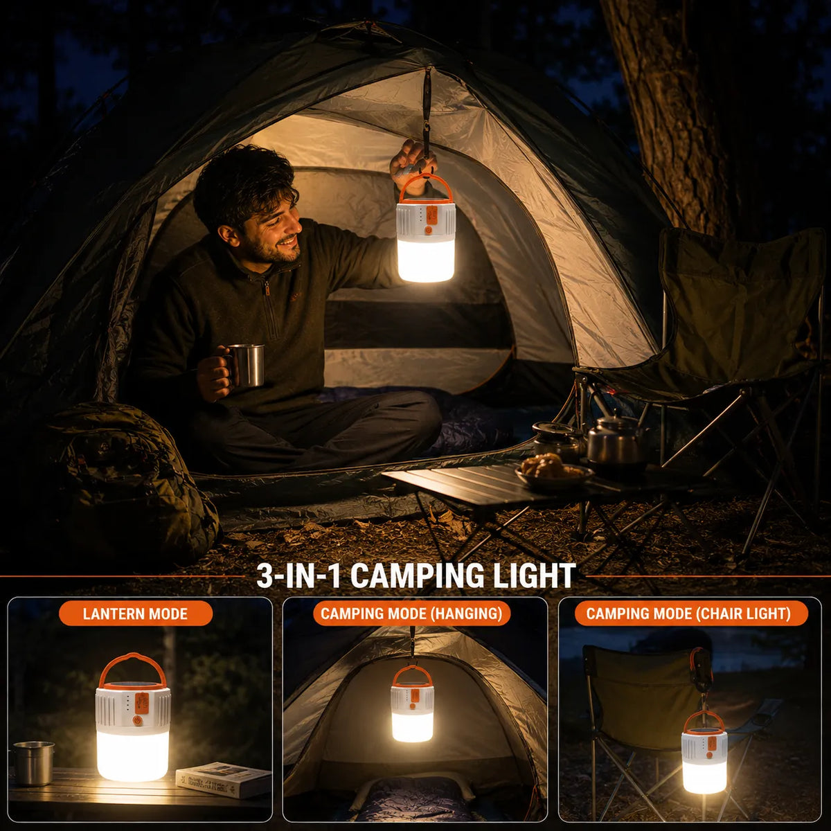 Solar Emergency Light Waterproof LED With USB for Travel, Tents, Indoor
