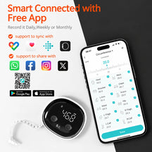 One-hand Retractable Tape with Lock, Fitness & Weight Loss Tracker for Waist/Hips/Arms/Legs, Fitdays App Sync