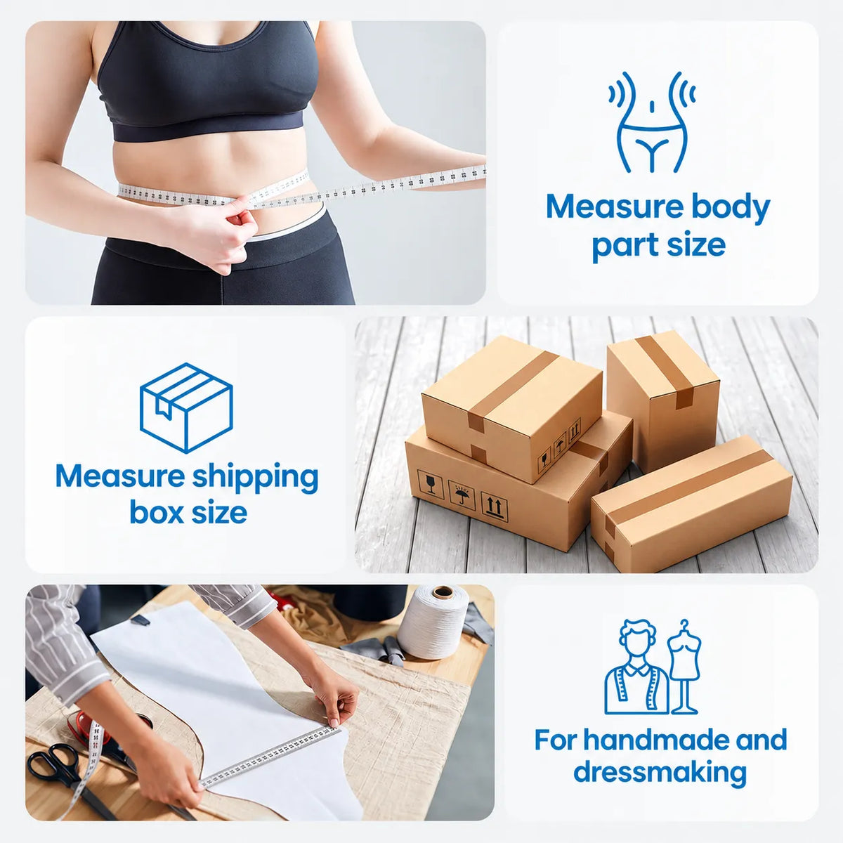 One-hand Retractable Tape with Lock, Fitness & Weight Loss Tracker for Waist/Hips/Arms/Legs, Fitdays App Sync