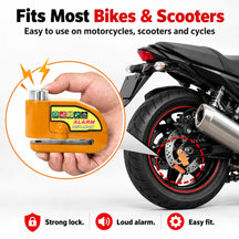 High-Decibel Anti-Theft Disc Brake Alarm Lock With 110dB Siren Alarm Sound, Protect Your Bike at Office, Market, Gym or Outside Your Home