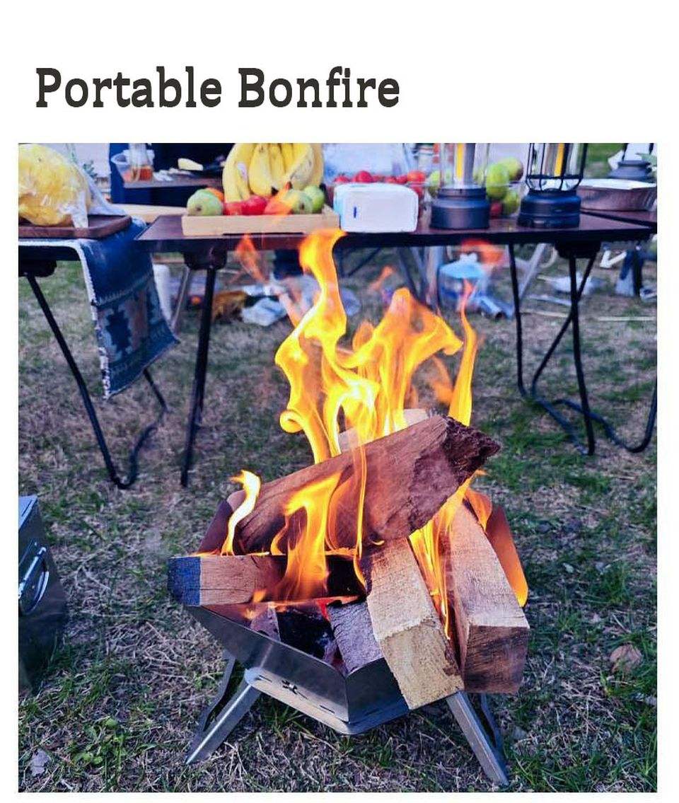 Folding Stainless Steel Camping Fire Pit & Stove