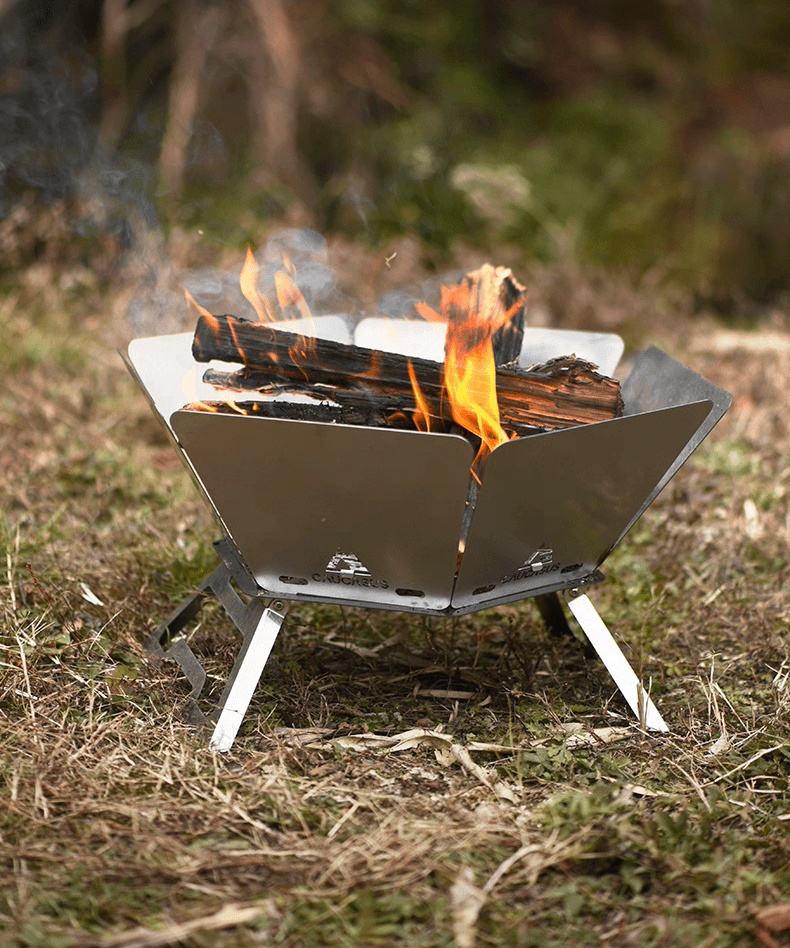 Folding Stainless Steel Camping Fire Pit & Stove
