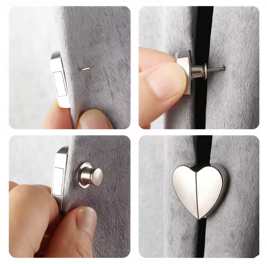 Heart-Shaped Detachable Magnetic Curtain Clips (Pack of 5)