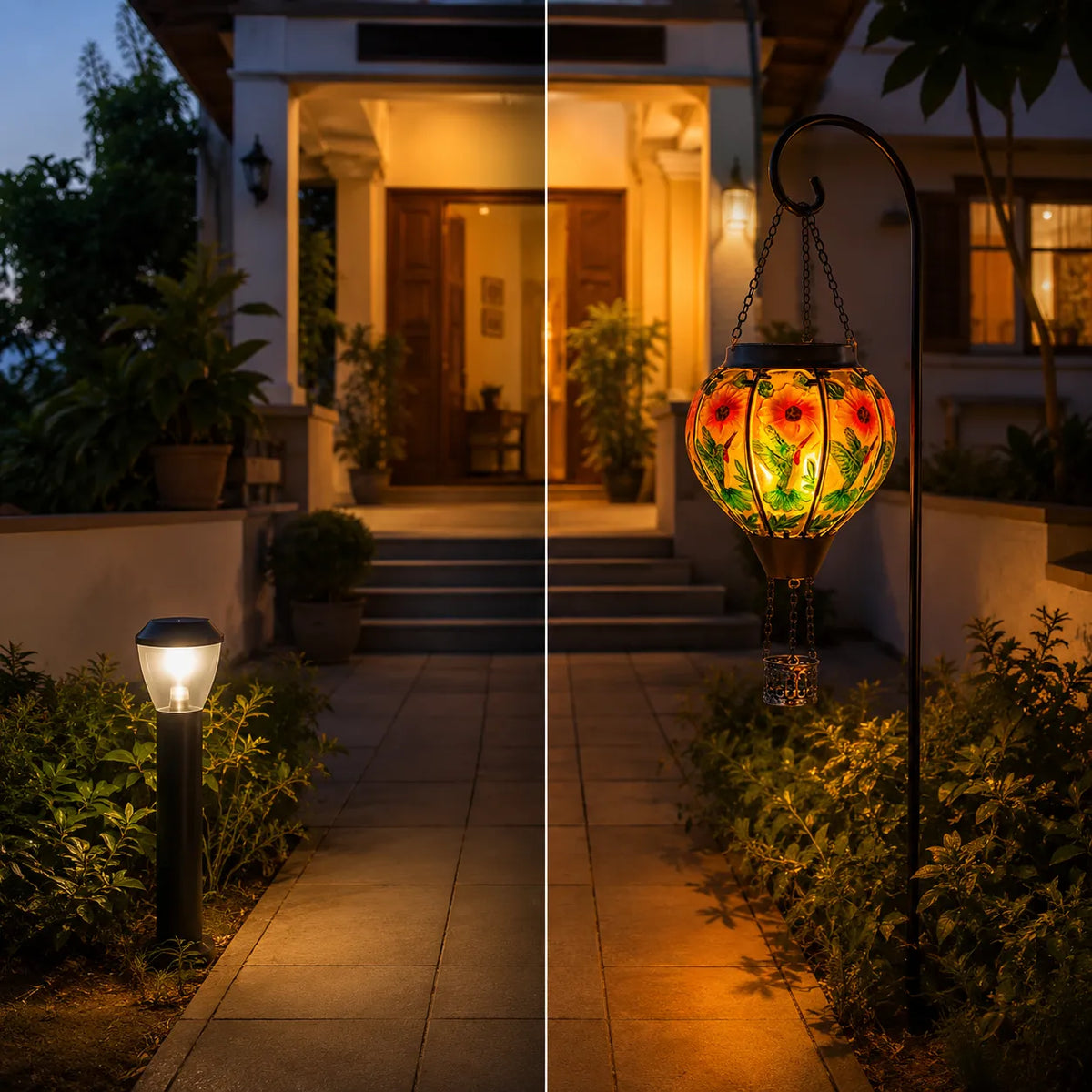 Hot Air Balloon Solar Lantern with Flickering Flame Light for Outside Garden Patio Porch Tree Yard