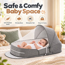 Portable Travel BabyBed, Cosleeping Bed with Mosquito Net and BabyDiaper Changing Pad,Lightweight and Foldable
