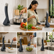 5-Pc Non Stick Kitchen Cooking Utensils Set with Magnetic Storage Stand | Crafted in UK