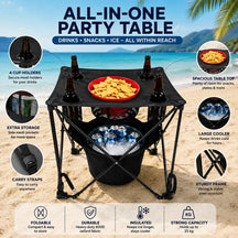Portable Camping Table With Insulated Cooler for Outside, Fishing, Hiking, Tailgating