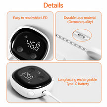 One-hand Retractable Tape with Lock, Fitness & Weight Loss Tracker for Waist/Hips/Arms/Legs, Fitdays App Sync