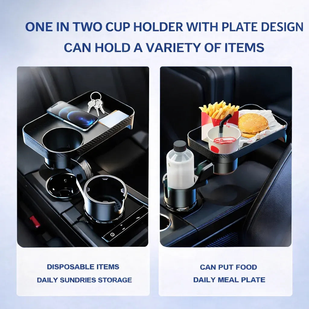 360° Rotatable Car Cup Holder Expander Tray