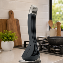 5-Pc Non Stick Kitchen Cooking Utensils Set with Magnetic Storage Stand | Crafted in UK