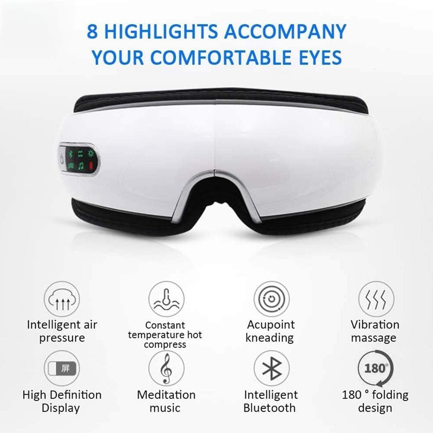 Bluetooth Music Heated Eye Massager with 5-Mode, 15-Min Therapy