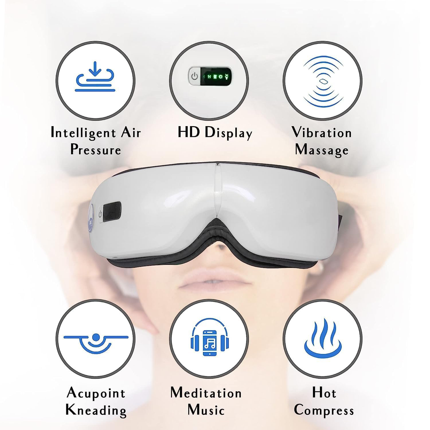 Bluetooth Music Heated Eye Massager with 5-Mode, 15-Min Therapy
