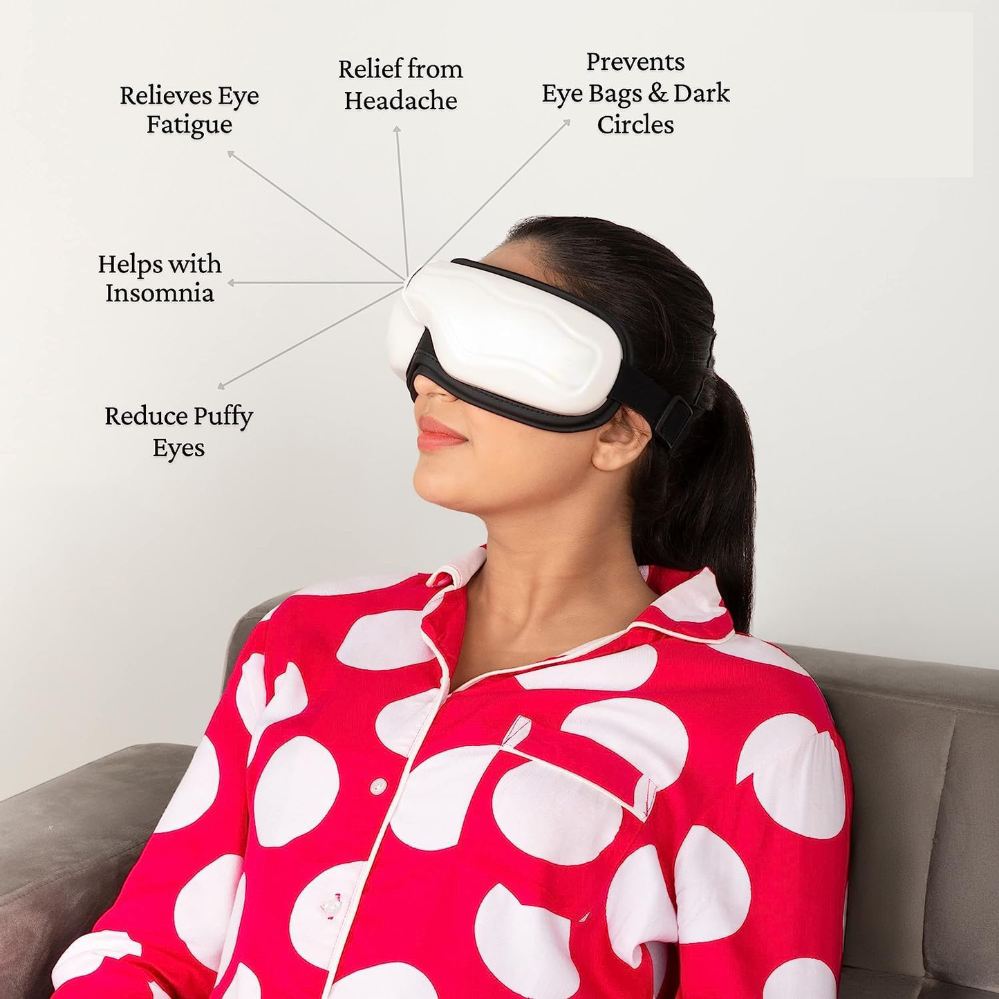 Bluetooth Music Heated Eye Massager with 5-Mode, 15-Min Therapy
