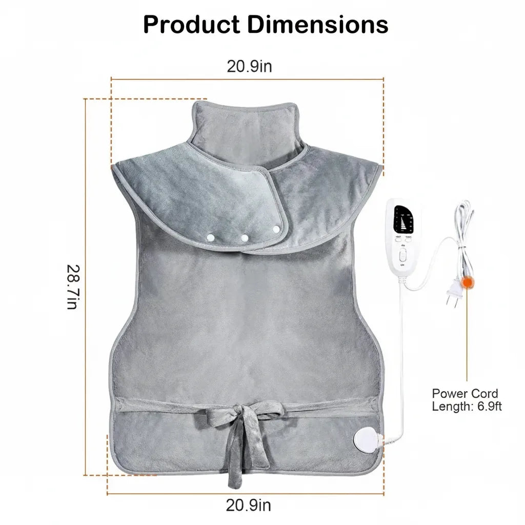 Wearable Electric Heating Pad for Neck, Shoulder & Full Back Pain Relief