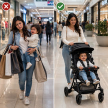 Ultra-Light Portable Baby Stroller with Push Handle, 4 Wheels & Portable Travel Buggy