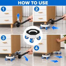 360° Rotating Heavy Duty Appliances & Furniture Mover With 1 High-Leverage Steel Crowbar Lifter, 4 Omnidirectional Wheeled Dollies