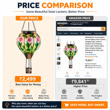 Hot Air Balloon Solar Lantern with Flickering Flame Light for Outside Garden Patio Porch Tree Yard