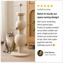 Multi-Function Sisal Cat Scratching Post with Teaser Spring Ball for Indoor Cats and Kittens