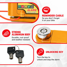 High-Decibel Anti-Theft Disc Brake Alarm Lock With 110dB Siren Alarm Sound, Protect Your Bike at Office, Market, Gym or Outside Your Home