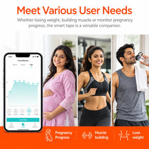 One-hand Retractable Tape with Lock, Fitness & Weight Loss Tracker for Waist/Hips/Arms/Legs, Fitdays App Sync