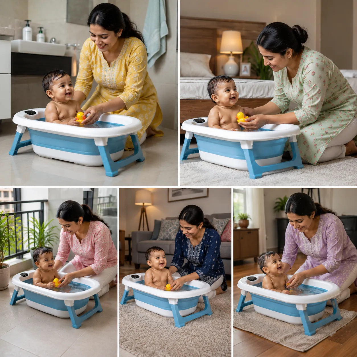 Portable Spa Bath Tub for Adults & Kids with Water Temperature Indicator Screen