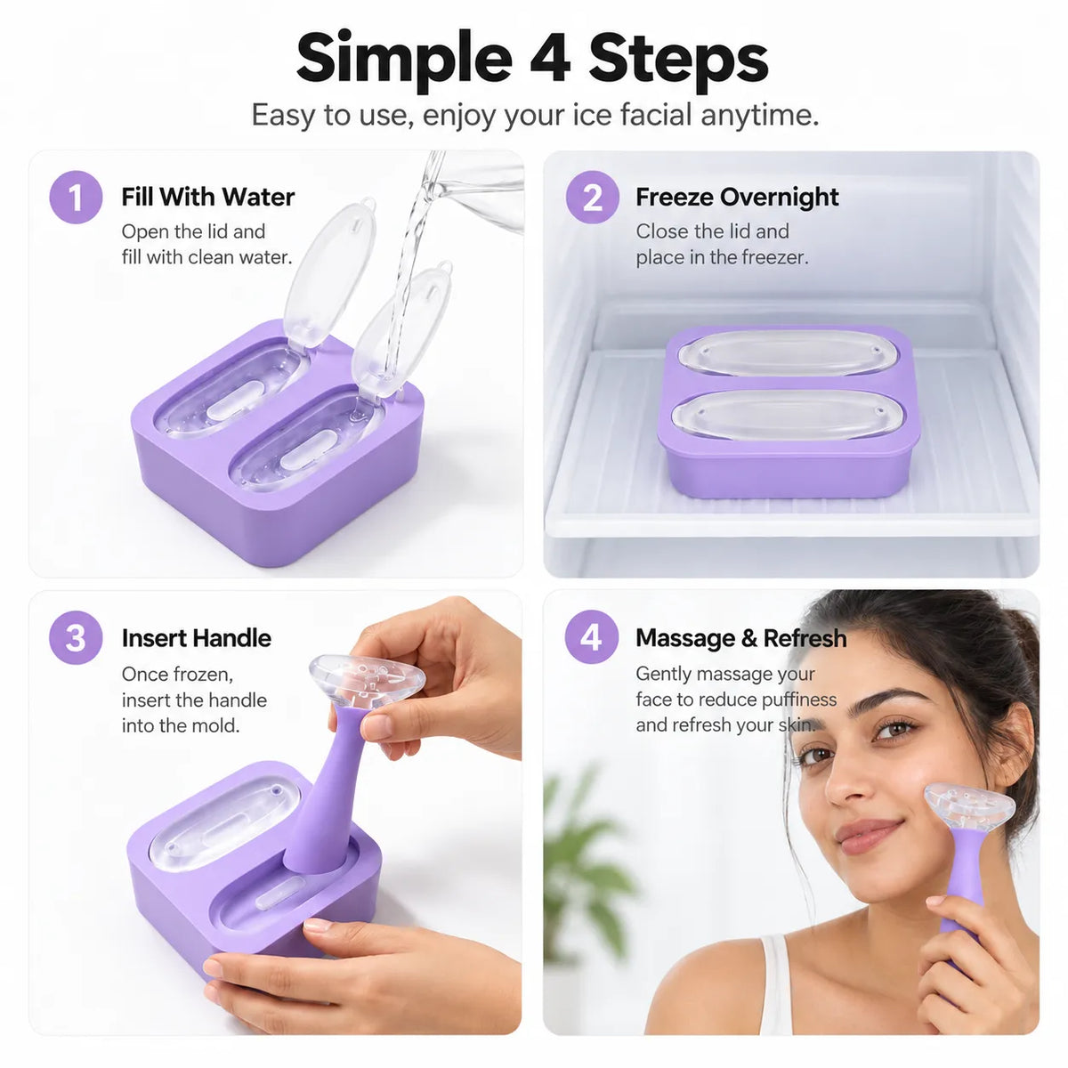 Reusable Silicone Ice Roller for Face and Eyes Ice Contour Roller Mold Cold Therapy Skincare Tool for Women and Mens