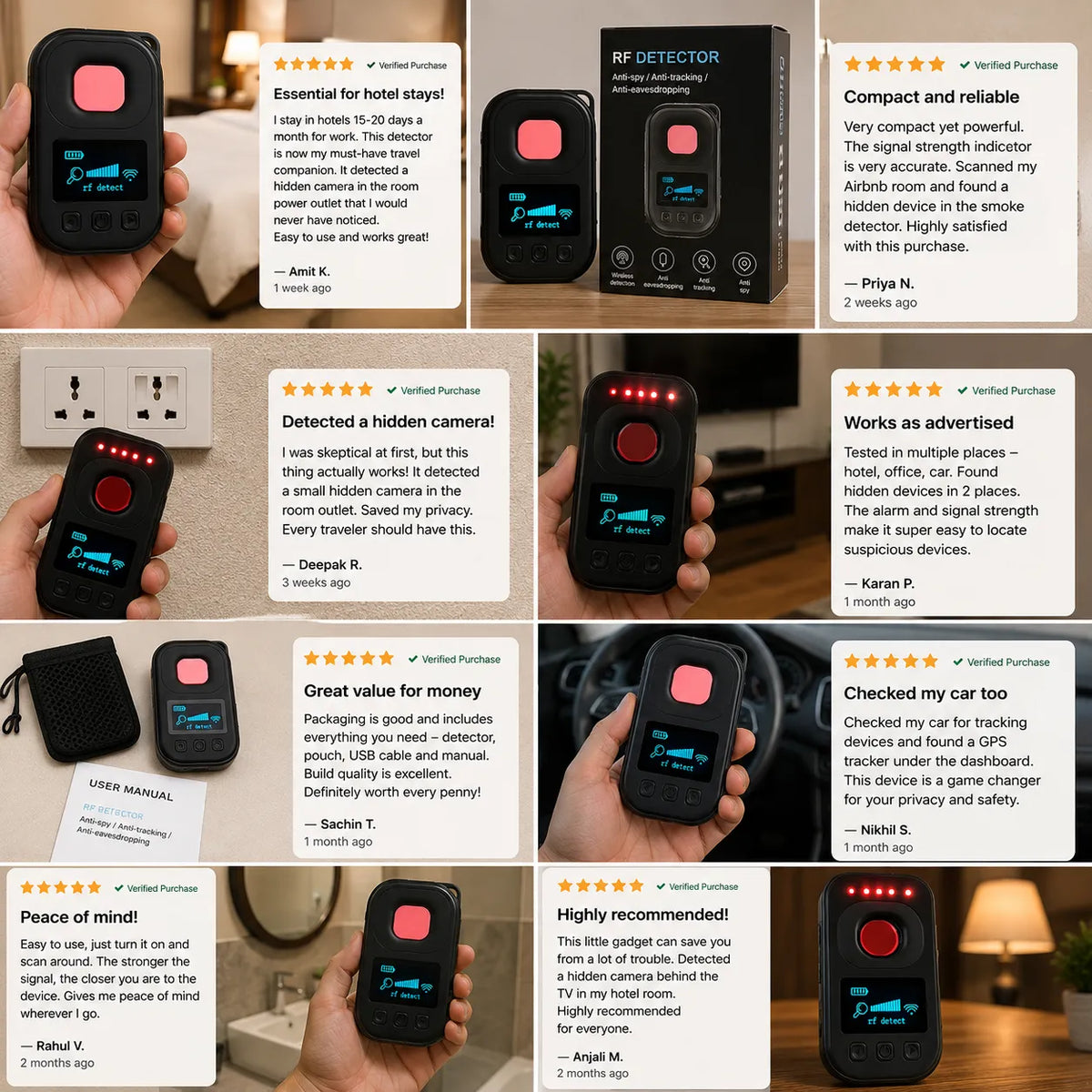 Advanced T03 Invisible Camera Detectors, Multi-Functional Anti-Spy Device with RF Signal Detection