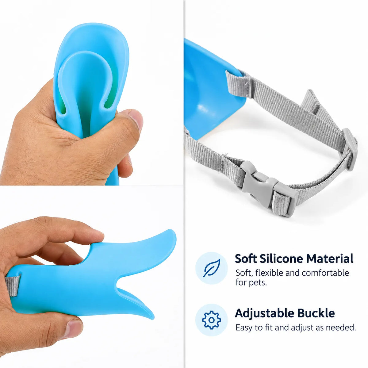 Waterproof Durable Duckbill Dog Muzzle Adjustable Silicone Breathable Anti-Bite Anti-Bark Pet Safety Mouth Cover Guard