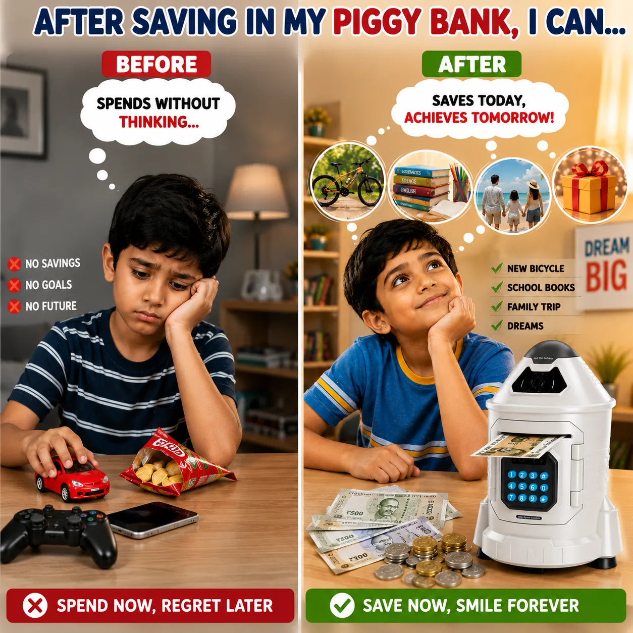 Early Development Electronic Piggy Bank With Simulated Face Recognition