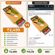Chopping Board with Magnetic Trays – Practical Chopping Board in High Quality Bamboo Wood with Tray