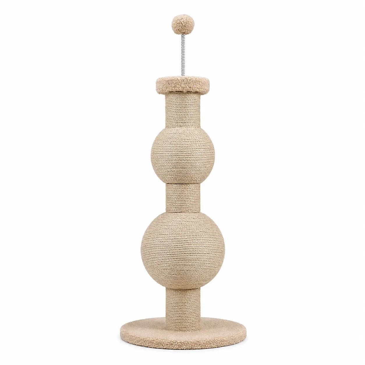 Multi-Function Sisal Cat Scratching Post with Teaser Spring Ball for Indoor Cats and Kittens
