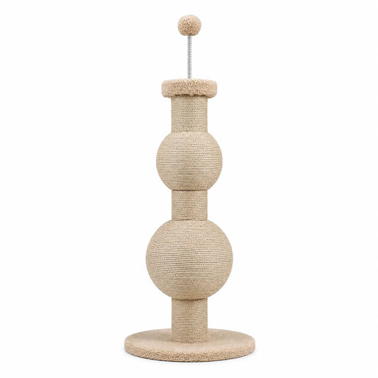 Multi-Function Sisal Cat Scratching Post with Teaser Spring Ball for Indoor Cats and Kittens