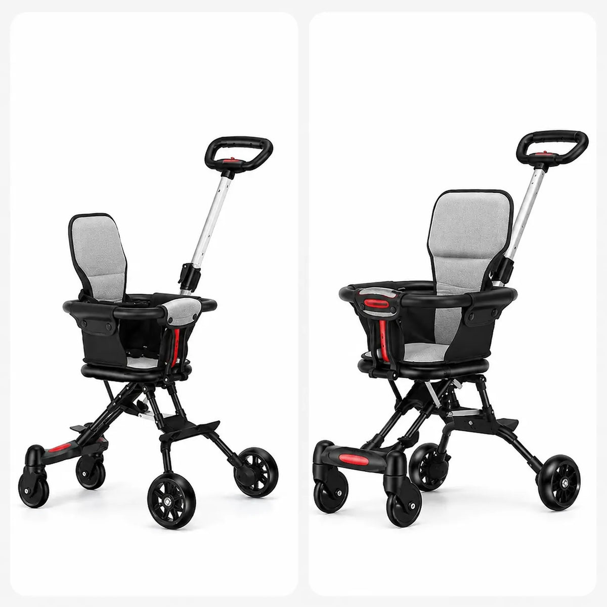 Ultra-Light Portable Baby Stroller with Push Handle, 4 Wheels & Portable Travel Buggy